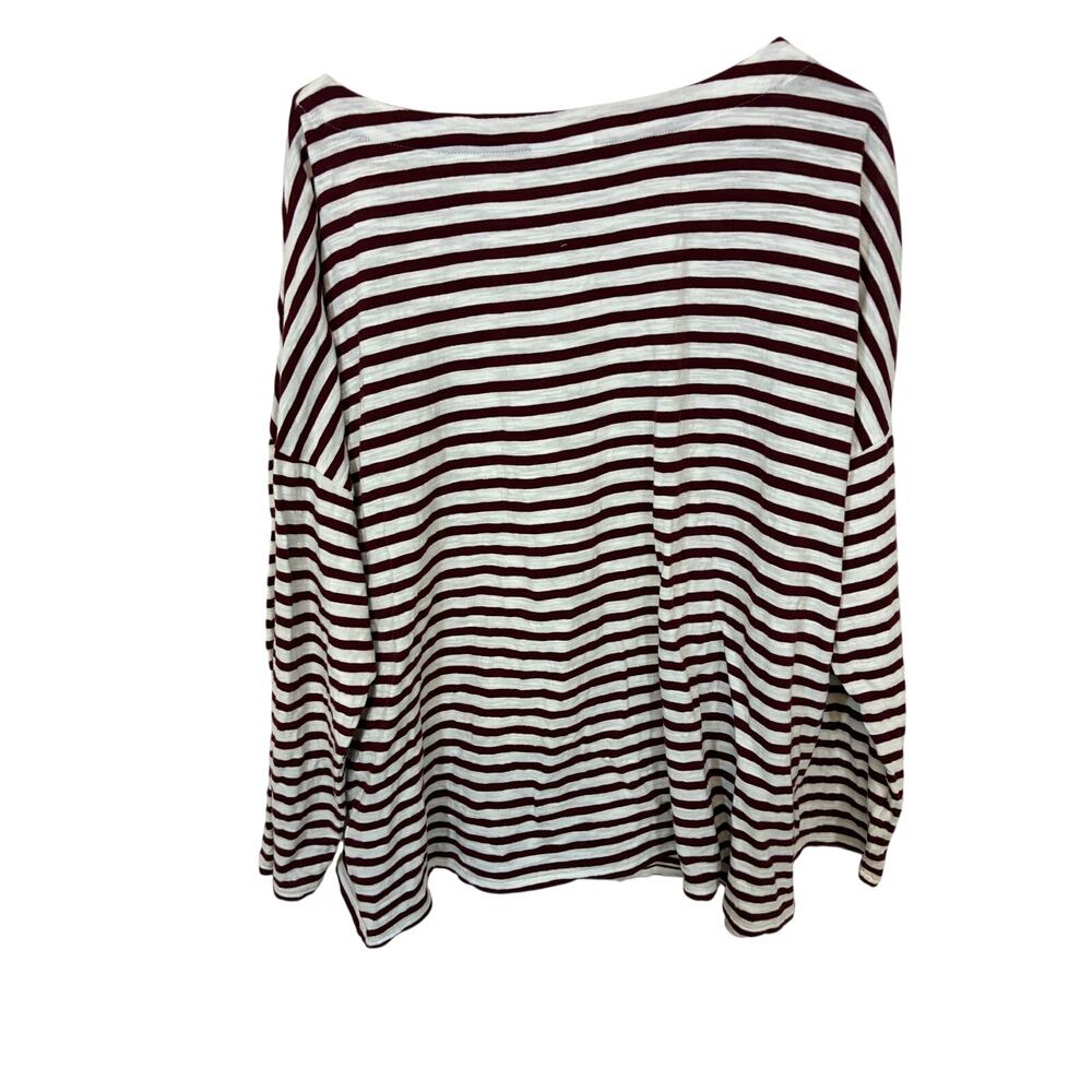 J.Jill Striped Boatneck Long Sleeve Tee in Burgundy White 2X Preppy Minimalist - Picture 4 of 4